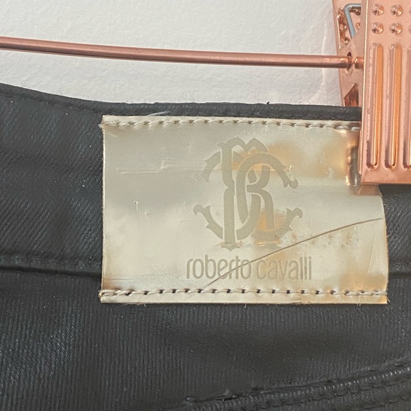 Roberto Cavalli Coated Dark Blue Black Skinny Jeans Size 6 - Picture 11 of 12